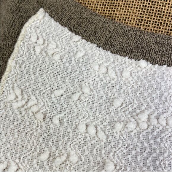 POL‎ Open Tie Back Sweater Bell Sleeve Color Block Brown Cream Large - Picture 6 of 13